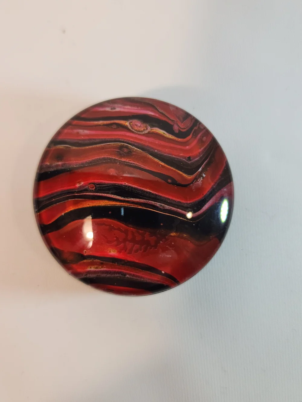 OOAK Phone Grip/Stand Handmade Abstract Art Red Marble Swirl Ethereal Glass